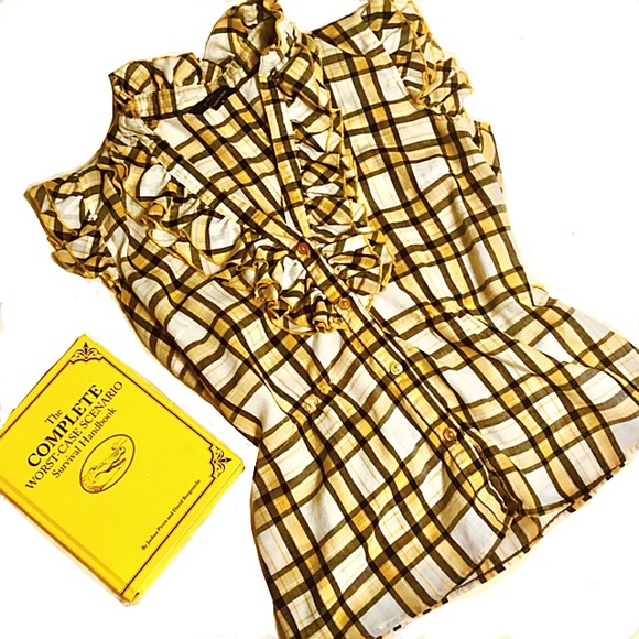 🤠 Honky Tonk Western Yellow Plaid V-Neck - Picture 2 of 5